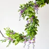 Dekorativa blommor kransar Panas 2m Wisteria Bunga Buatan Tanaman Rambat Karangan Dekorasi Lengkungan Pernikahan Palsu Daun Rotan Ekor Ivy Dinding 230425