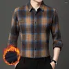 Men's Casual Shirts Men Lined Flannel Shirt Classic Design Vintage Warm Thick Jacket Male Winter Rugged Plaid Button Up Clothing