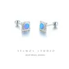 Stud Earrings ITSMOS S925 Silver Square Geometric Korean Synthetic Opal Petite Thread Piercing For Women