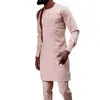 Survêtements pour hommes 2023 costume haut pantalon 2 pièces ensemble couleur unie col rond imprimé robe de mariée à manches longues style ethnique africain