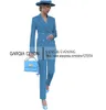 Costumes pour femmes Blazers Bleu Femmes Costumes Affaires Blazer Mode Décontractée Dames Banquet 2 Pièces Ensembles Veste Pantalon Parti Prom Femme Costume 230426