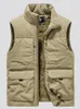 Herenvesten Winter Heren Multi Pocket Cargo Vest Jas Fleece Warme Mouwloze Jas Mode Effen Tactische Jassen Werkvest