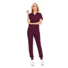 Women'S Two Piece Pants Womens Solid Color Spa Threaded Clinic Work Suits Tops Uni Scrub Pet Nursing Uniform Drop Delivery Apparel C Dhf3G