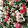 Fiori decorativi Foglie verdi Realistico Falso Rose Vine Multi-colore Opzionale Bella seta Grandi rose artificiali Ful