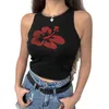 Damestanks dames zomer sexy middenrif-baring camisole meisjes creatieve bloemendruk mouwloze ronde kraag tops slanke bashirt