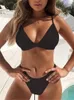 Swim wear Thong Bikinis 2023 Women Sexy Swimwear Female Swimsuits Solid Bikini set Black Brazilian Biquini Bathing Suit Beachwear AA230425