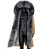 Męski futra sztuczna zima XLong Gray Natural Real Jacket Coats Men Mass Fashion Płaszcz Długie parkas czarny parka zdejmowana 231124