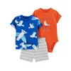 Ensembles de vêtements pour enfants Nouvel été bébé garçons Shorts à manches courtes T-shirt Enveloppé Bas Manteau Ensemble trois pièces