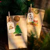 Gift Wrap 24Sets Christmas Kraft Paper Gifts Bag Santa Snowflake Candy Cookies With Label Sticker For Xmas Advent Decor