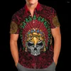 Men's Casual Shirts Mexico Aztec Style 3D Beach Hawaiian Summer Men Shirt Short Sleeve Streetwear Oversized 5XL Camisa Social Chemise