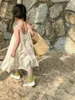 ガールドレス2023夏の女の女の子のドレスキッドキュート模倣亜麻flingスリング子供用服カジュアルノースリーブプリンセススカート