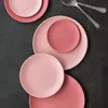 Diskplattor keramiska bordsartiklar frostad rosa tallrik västerländsk pasta enkel stil biff el restaurang 231124