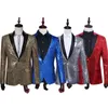 Mäns kostymer Blazers 2023 Male Slim Fit Jacket Fashion Gold Royal Blue Red Silver Sequin Blazer Men Stage Wear Designs Costumes For Singers