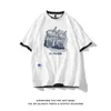 メンズTシャツミルクティーカートゥーングラフィックメンTシャツ韓国スタイルパッチワークティーカップル特大Tシャツ夏ユニセックス半袖トップ230426