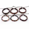 Pulseras con dijes ZG pulsera trenzada para hombres dijes moda versión coreana de traje Retro Simple brazalete de cuero de seis piezas joyería masculina