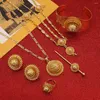 Necklace Earrings Set Traditional Ethiopian Bridal Big Hair Jewelry 6pcs Sets African For