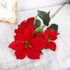 Dekorativa blommor 79 cm Poinsettia grenar Artificial Real Touch Flannel Xmas Tree Ornament Juldekorationer Hem Bouquet Fake Flower