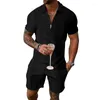 Heren trainingspakken mode wafeljas sets korte mouw top en shorts 2-delige set zomer casual tops pak