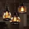 مصابيح قلادة Homhi American Black Amber Glass Hanging Lamp Decore Decord Nordic Industrial Minimalist Light Modern Art HPD-094