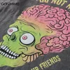 Men's TShirts Men Punk TShirt Hip Hop Funny Brain Zombie Print Distressed Punk Gothic Tee Shirts Streetwear Harajuku Casual T Shirt Top 230425