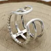 S925 Sterling Silver Ring Couple Mode Classique Double Couche Anneau Femme Créative Personnalité Tailfinger Ouverture Doux Simple Bijoux