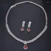 Brincos de colar Set Fashion Luxury Zircon Drop Shape Jewelry for Women Bridal Party Wedding Dress Acessórios