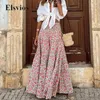 Gonne estive con orlo ampio e gonna lunga elastica per donna, casual da spiaggia, stile Boho Lady, stampa floreale vintage per le vacanze