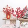 Decorative Flowers Artificial Gold Leaves Christmas Supplies Vase For Flower Arrangement Home Year Room Decoration Table Berry Red Branch