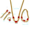 Colar brincos conjunto de pedra multicolorido colar/brincos/anel/pulseira/pingente cor dourada para presentes femininos