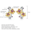 Stud Earrings GEM'S BALLET 925 Sterling Silver Handmade 2.10Ct Natural Rhodolite Garnet Branch Blossom Flower For Women