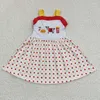 Girl Dresses Wholesale Baby Summer Embroidery Cow Milk Hamburger Twirl Dress Children Infant Boutique Toddler Dots Knee Length Clothes