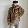 Futra męskiego Faux Fur Płaszcz Saccoon Hair Short Wolf Casual Warm Osobowość kurtka 231124