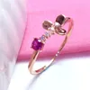 Cluster Rings 585 Purple Gold Plated 14K Rose Exquisite Small Flower Ruby For Women Fashion Classic Sweet Style Jewelry