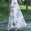 Rokken 3xl plus size dames bloemen zomers hoog taille maxi chiffon lange rok strand geplooide boho -kleding c485