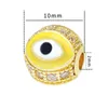 Hot Design Gold Gold Bated esmaltado 10mm CZ Copper Evil Eye Beads Charme para pulseira de jóias