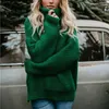Kvinnors tröjor Turtleneck Chunky Knit Jumper Sweater Loose Warm Solid Pullover Knitwear Basic Female Tops Autumn Winter 2023