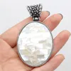 Pendant Necklaces Natural Egg Shaped White Abalone Shell Edge Handmade Crafts DIY Necklace Jewelry Accessories Gift Make For Woman 42x75mm