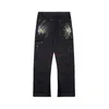 Jeans pour hommes Fashion Designer Depts Distressed Ripped Motocycle Biker Pant Painted Speckled Ink Straight Horn Pantalon