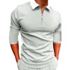 Magliette da uomo Camicia da usura normale Manica lunga stile sportivo Celebra i muscoli attraverso la vestibilità slim Dotata di dettaglio zip alla moda