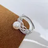 Cluster Rings Jcy Solid 925 Sterling Silver Round 7-8mm Natuur Natuur zoet water Akoya White Pearls For Women Fine Birthday cadeautjes