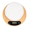 Bilance per uso domestico Bilance da cucina 5kg / 1g Bilance da cucina portatili rotonde in legno di bambù Bilancia elettronica da cucina Display a LED Bilancia digitale per alimenti Strumenti per la casa 230426