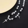 Pendant Necklaces Fashion Hip Hop Punk Street Accessories Luxury Aesthetics Pearl Beads Necklace Statement Stainless Steel Cross Jewelry