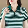 5XL Designer Polo für Damen Sommer Kurzarm Slim Stripe Damen Polo T-Shirt T-Shirt