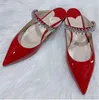 Fashion Women Sandals Pointed Rhinestone Muller Semi-trailer Flat Shoes Patent Leather Shallow French High Heel Women's Shoes Slippers Semi drag Shoes Desigers