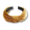 Nieuwe Mode Hoofdband Voor Vrouwen Klassieke Kanarie Fluwelen Centrum Knoop Casual Haarband Winter Voor Volwassen Tulband Haaraccessoires