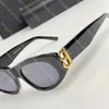 Sonnenbrille mit D-Rahmen, goldene Buchstaben, Designer-Katzenaugen-Sonnenbrille für Damen, Herren, Vintage, graue Linse, Trend-Sonnenbrille