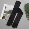 Five Fingers Gloves Christmas Dress Wedding Elegant Satin Elasticity Etiquette Long Female Thin Summer Sunscreen UV Full Finger Driving Glov