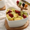 Objets décoratifs Figurines Plateau de fruits créatif Bol à salade en céramique avec fourchettes Plat Cuisine Vaisselle Maison Grands bols Légumes en porcelaine 231124