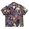 Polo WACKO MARIA T-shirt da uomo Plus T-shirt wacko maria di alta qualità Tattood Skeleton Graffiti Camicia a fiori a maniche corte da donna casual stile hawaiano