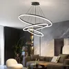 Chandeliers LED Modern Chandelier For Living Dining Room Round Rings Hanging Lamp Luxury Home Indoor Lighting Black Gold White Bedroom Light